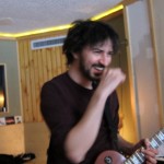 Robbie Seahag Mangano recording guitar on The Long Lost Story, Perfect Mixes, Brooklyn, NY